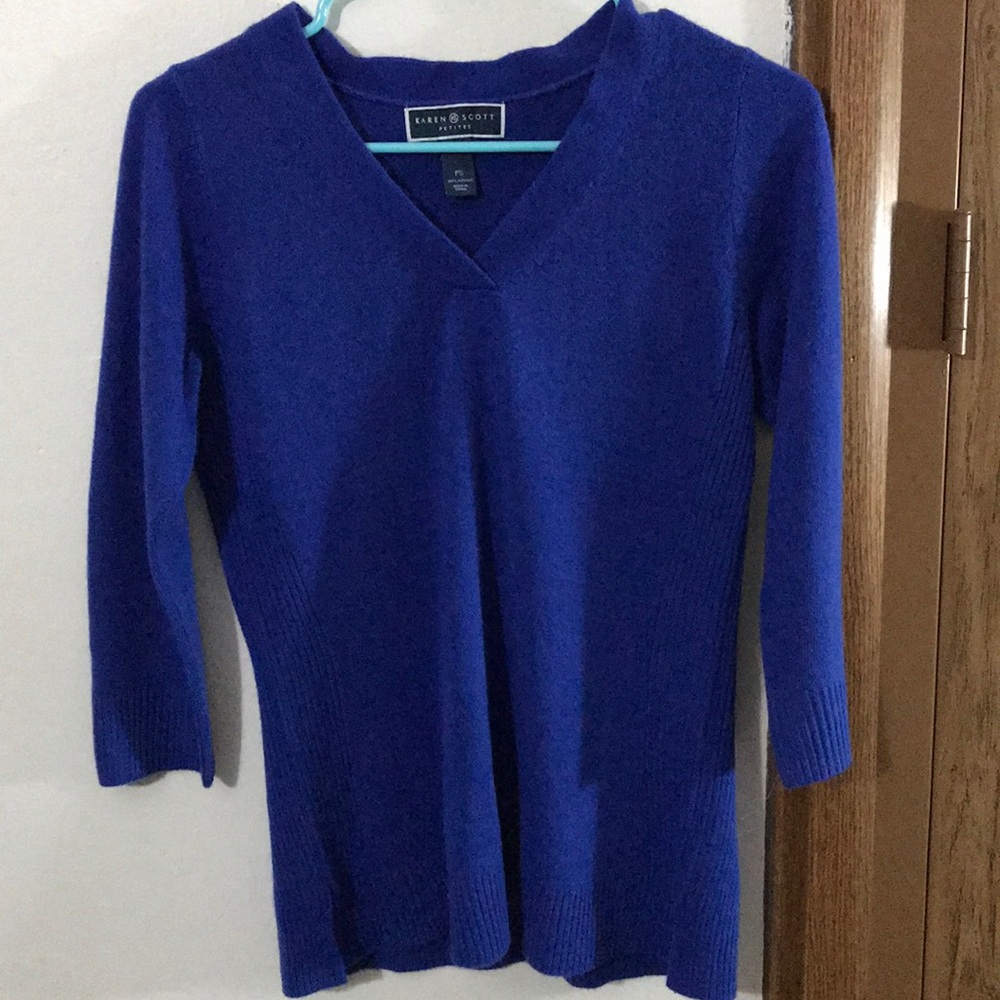 Karen Scott | Blue V Neck Sweater